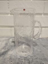 Vintage MCM Iittala Finland Marja Glass Pitcher Embossed Strawberry's picture