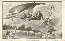 Pioneer Aviation Fantasy Cupid & Couple Plane Crash Farmer c1910 Postcard picture