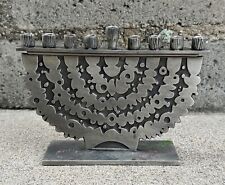 Vintage 1991 Don Drumm Aluminum Chanukah Menorah Candle Stand Judaism USED picture