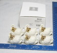 Set of 6 Mikasa PORCELAIN IVORY GOLD SWAN CARD HOLDERS Wedding Bells FK018/904 picture