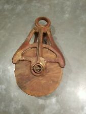 Vintage HUDSON Wood and Cast Iron Pulley -barn Primitive Farm picture