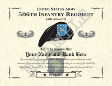 506th Infantry Regiment (AASLT) Personalized Art Print 8.5 x 11 (BADGE) picture