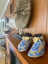 1800’s Native American Sioux Indian Great Plains Buffalo Hide Beaded Moccasins picture
