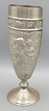 Vtg German Pewter Wine Glass Goblet Cup Heavy Relief Tavern Scene Rein Zinn BMF picture