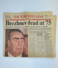 Soviet Union (Russian) Leader Brezhnev Dead Nov 11, 1982, Toronto Star Newspaper picture