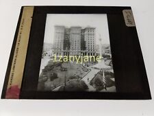 ILM HISTORIC Magic Lantern GLASS Slide BUILDING COURTYARD/PARK WITH STATUE picture