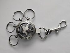 BOLD  STAR Silver Keychain Snap Swivel Bolt 4 Split Rings Key Ring Western Texas picture
