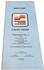 APRIL 1984 SEABOARD SYSTEM FLORENCE DIVISION EMPLOYEE TIMETABLE #2 picture