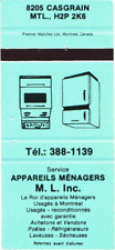 M.L. Inc. Home Appliances, Service, Used - Refurbished Vintage Matchbook Cover picture