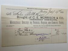 Antique Billhead July 19, 1883 C.E. Morrison & Co. Wholesale Dealer to R.W. Hill picture