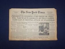 1942 SEP 8 NEW YORK TIMES-PRESIDENT TO CONGRESS: CURB PRICES OR I WILL - NP 6506 picture