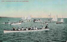Vintage Nautical Rowing Sailboats Yachts San Diego California c1917 Postcard picture