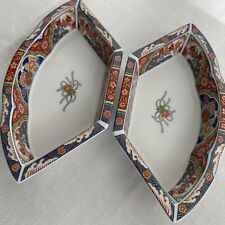 Vintage Japanese Imari Fan Shaped Decorative Ceramic Trinket Dish Bowl 10
