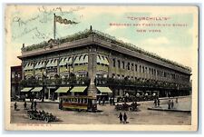 1911 Churchill's Broadway Forty Ninth Street New York NY, Trolley Cars Postcard picture