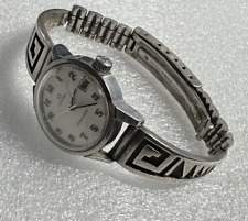 Vintage 70's Silver Hopi Etched Overlay Watch Band  & Omega Ladymatic Watch picture