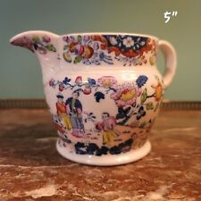 Antique 1820s English Polychrome Painted Transferware Jug picture