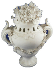 Superb Antique 18thC Mennecy Biscuit Porcelain Floral Potpourri Vase Soft Paste picture