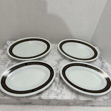 Vtng Pyrex Ebony Fleur De Lis Oval Plates Set Of 4 #794-6 by Corning Made In USA picture