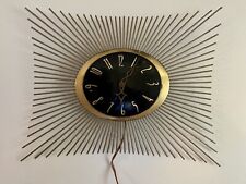 Vintage Mid Century G.E. Wall Clock General Electric Starburst MCM Brass picture