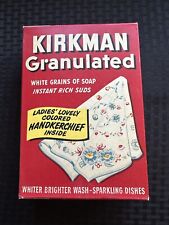 Vintage Kirkman Granulated Wash Soap Unopened Box & Ladies Lovely Handkerchief picture