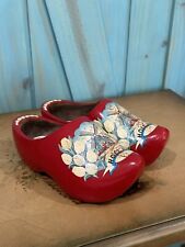 Vintage Red Dutch Wooden Clogs Holland  picture