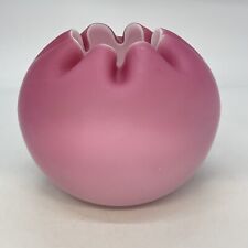 Vintage Fenton Satin Glazed Pink Glass Rose Bowl Vase Hand Blown picture
