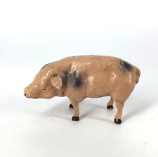 Vtg Antique Composition Putz Farm Pink Spotted PIG Stick Leg Figure Italy picture