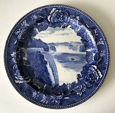 Antique 1899 Wedgwood Niagara Fall New York Blue Souvenir Historical Plate picture