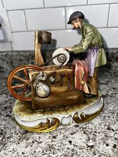 Extremely Rare Signed Vintage Capodimonte Porcelain Knife Grinder Figurine Italy picture