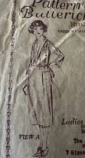 Antique Sewing Pattern 1920s Butterick Women’s Dress Age 17 Bust 34 Inch #3006 picture