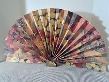 Vintage Large Fruit Decor Wall Mount  Folding Fan On Golden Stand For Table picture