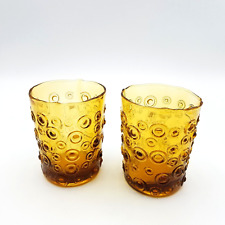 Vintage Amber Glass Embossed Votive Candle Holders Lot of 2 Scarce Studio Art picture