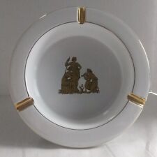 W.C.G. Italy Vintage Roman Themed Ceramic Ashtray White and Gold 2561/L Rare picture