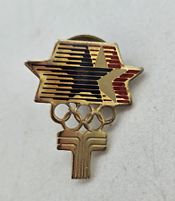 Vintage Enamel Tie Back 1984 LA Olympics Transamerica Insurance Logo Pin picture