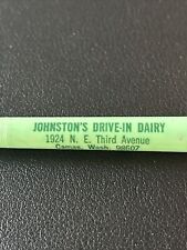 Vintage Ballpoint Pen Johnston's Drive In Dairy Camas Washington picture