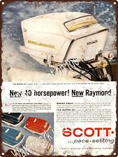 1957 Scott Atwater Outboard Motors Super 40 Motorboard Metal Sign 9x12