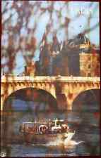 1970s Original Poster France Paris Seine Boat Bridge Castle picture