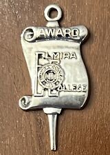 Vintage LgB Sterling Silver Elmira College Seal Student Key Award Charm NY 1966 picture