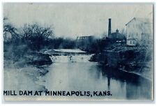 1907 Mill Dam River Lake Exterior Building Minneapolis Kansas Vintage Postcard picture