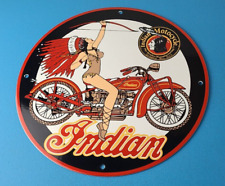 Vintage Indian Motorcycles Sign - Porcelain Gas Pump Service Station Sign picture