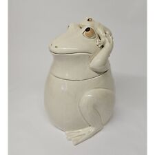 Fitz and Floyd Vintage White Frog With Baby Cookie Jar 1977 Rare 2 White Frogs picture