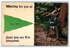 1913 Couple Awaiting Anxiously In Forest View Pike WV Green Pennant Postcard picture