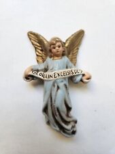 ANTIQUE VINTAGE CERAMIC ANGEL GLORIA IN EXCELSIS DEO CHRISTMAS ORNAMENT blue picture