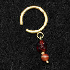 Genuine Ancient Roman Gold Earring with Garnet & Carnelian C. 1st-2nd Century AD picture
