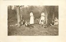 RPPC; People Laying About w/Border Collie Dog &Stringer of Fish~Posted Juneau WI picture