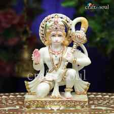 Lord Hanuman Statue  Resin Sitting Bajrangbali Figurine Temple Hanuman Pooja picture