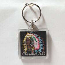 Vintage 80s Keychain Cherokee North Carolina Native American Headdress 1980s picture