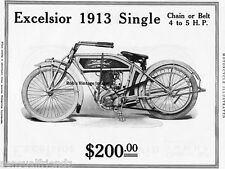 Excelsior Henderson Poster 1 cyl Motorcycle Magazine Ad  Vintage 1913   8 X 10   picture