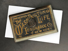 1860-1880s Cast Bronze Washington Life Insurance of New York Paperweight 4x2.5” picture