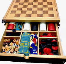 Vintage Deluxe Wood Game Set - Checkers Backgammon Poker Chips Dice Plus Nice picture